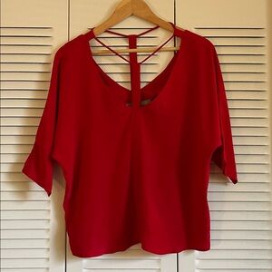 Aryn K- Red Strappy V-neck top - 100% silk- size S